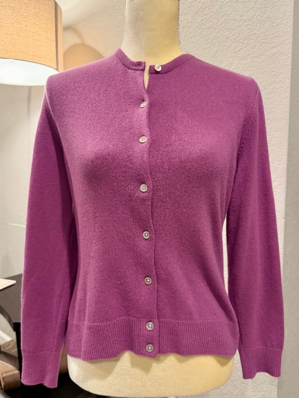Lands' End Cashmere Purple Button Up Cardigan 100% Cashmere Size XS/P